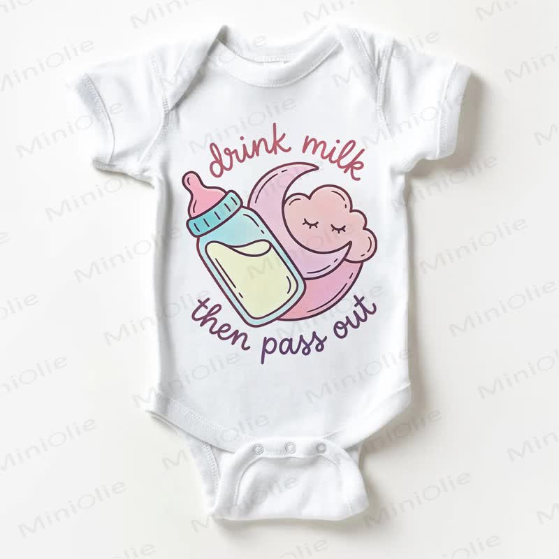 DRINK MILK THEN PASS OUT Baby White Bodysuit - White - 18-24M - image 1