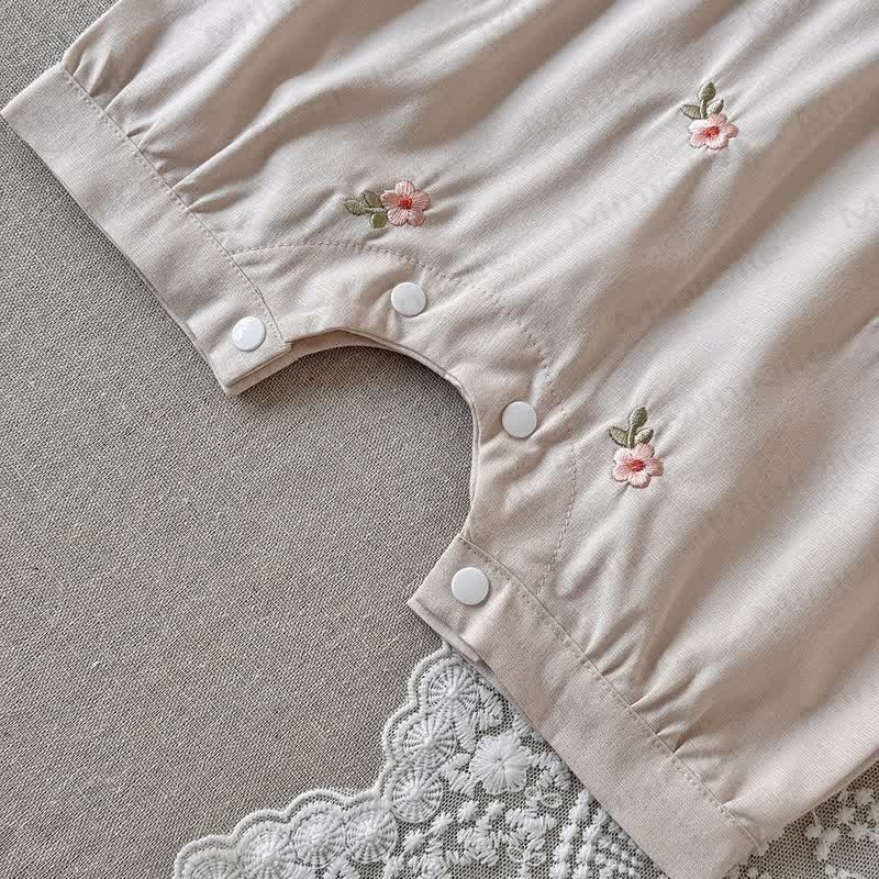 Baby Girls Floral Embroidered Bubble Sleeves Romper - image 7
