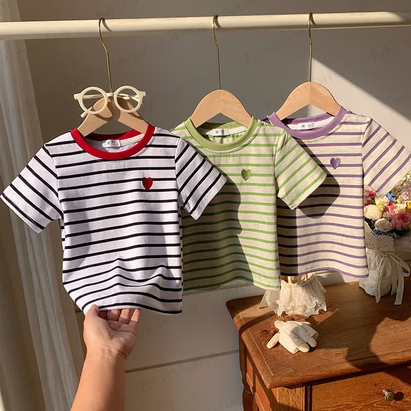 Toddler Girls Heart Striped Casual T-Shirt - image 5