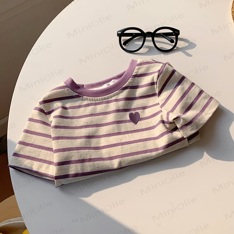 Toddler Girls Heart Striped Casual T-Shirt - Purple - 10-11T - image 4