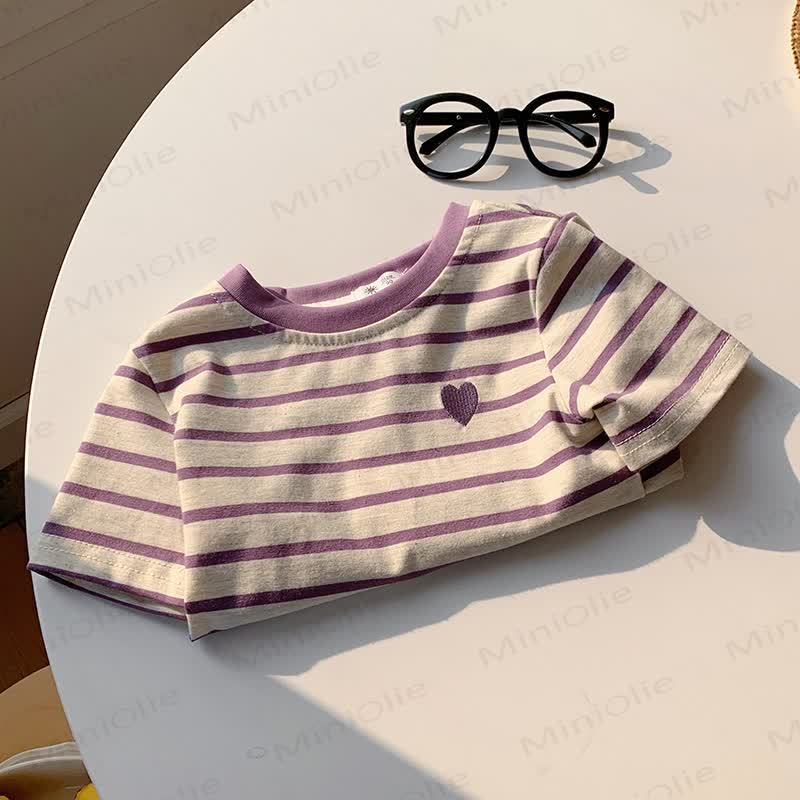 Toddler Girls Heart Striped Casual T-Shirt - Purple - 10-11T - image 4