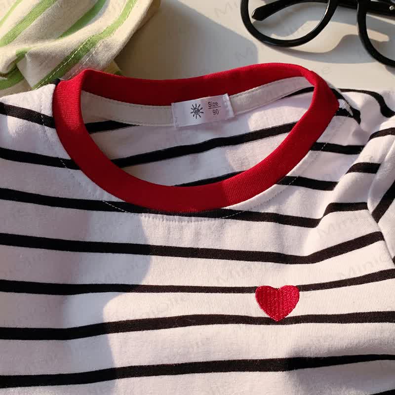 Toddler Girls Heart Striped Casual T-Shirt - image 8