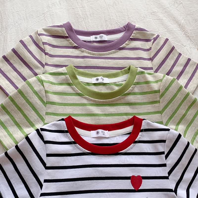 Toddler Girls Heart Striped Casual T-Shirt - image 9