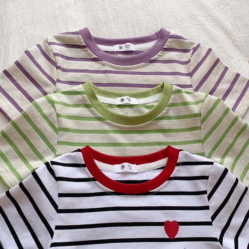Toddler Girls Heart Striped Casual T-Shirt - image 9