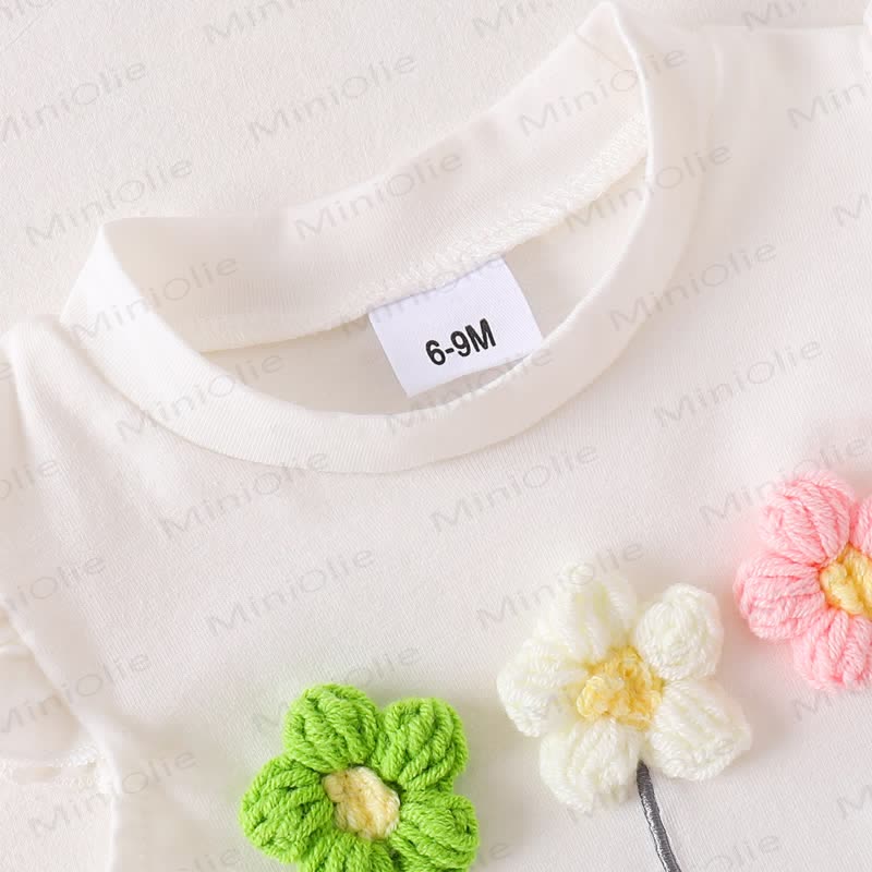 Baby Toddler Girl Floral Applique Flutter Sleeve Top and Shorts 2-piece Set - image 3