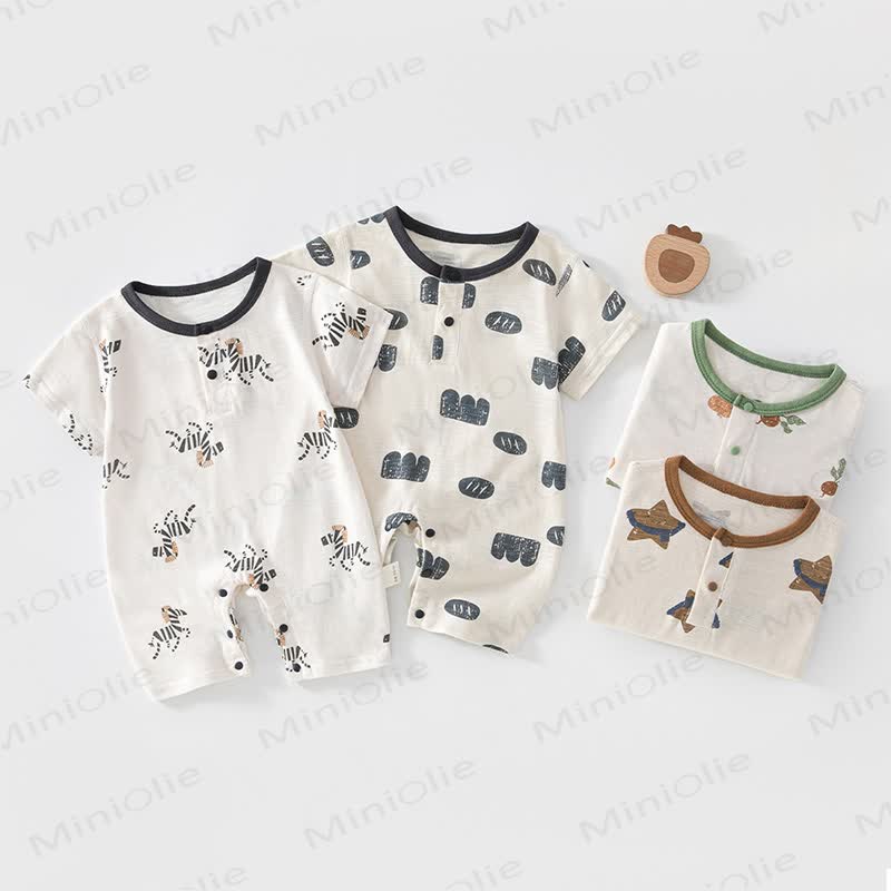 Baby Cotton White Short Sleeves Romper - image 1