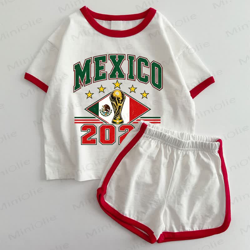 MEXICO 2026 Baby Mexico White&Red T-shirt and Shorts 2-Piece Set - White&Red - 3-5T - image 1