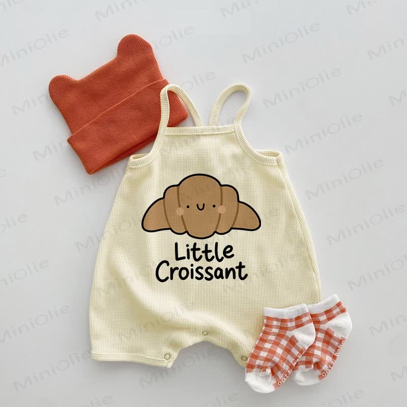 LITTLE CROISSANT Baby Waffle Suspenders Romper - Beige - 18-24M - image 1