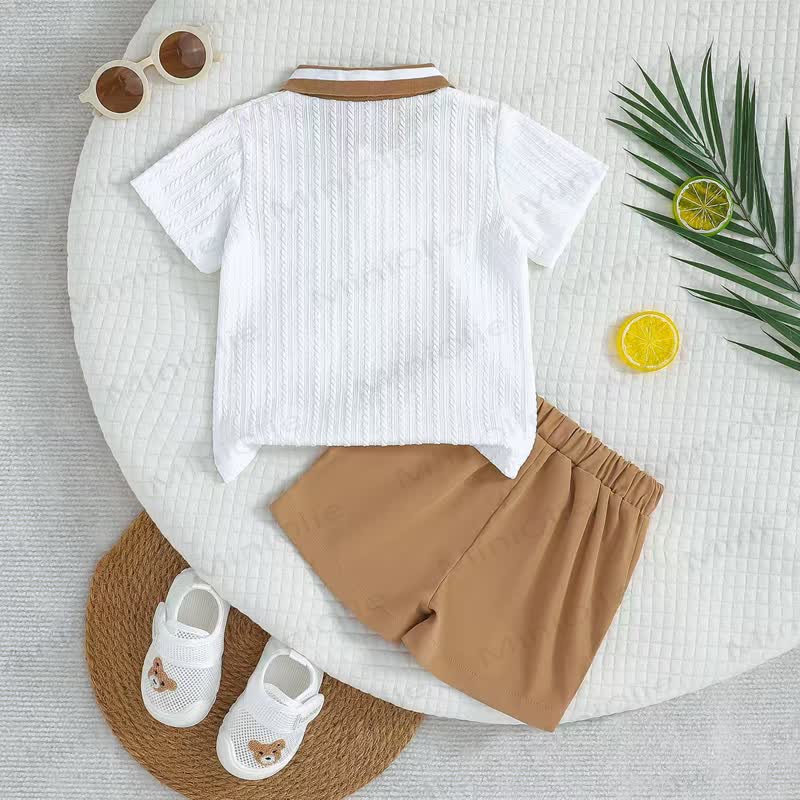 Baby Bear Applique Polo T-Shirt and Shorts 2-Piece Set - image 4
