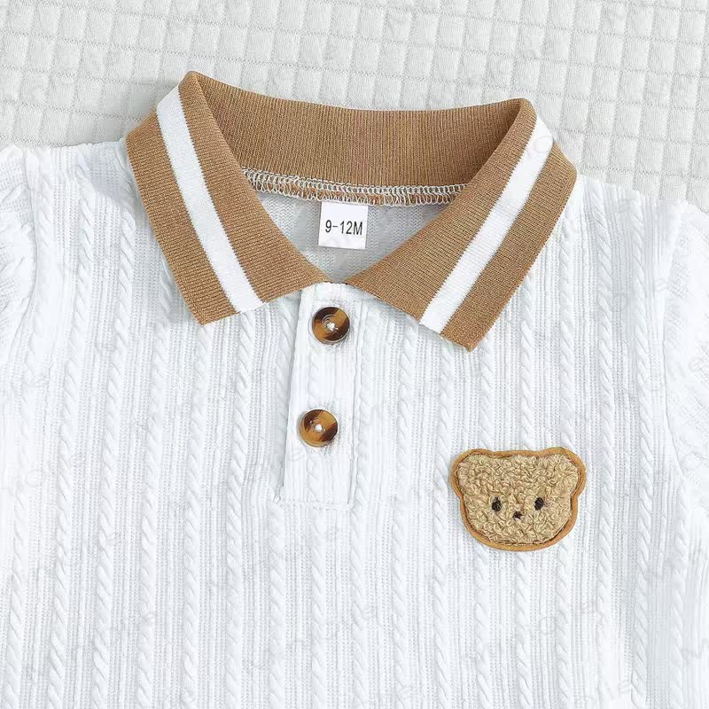 Baby Bear Applique Polo T-Shirt and Shorts 2-Piece Set - image 5