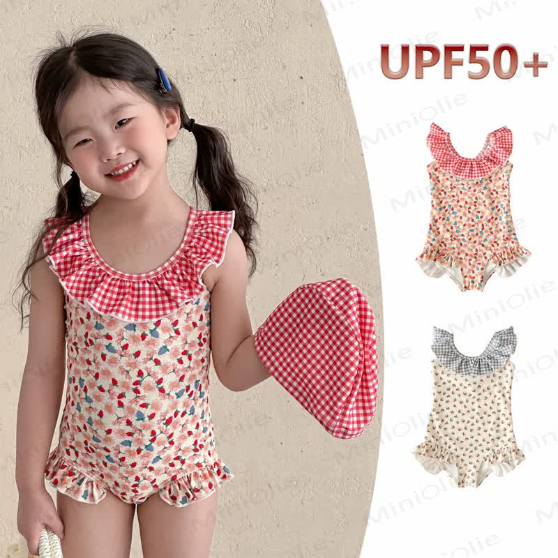 Toddler Girls Floral Ruffle One Piece Sleeveless Swimsuit - image 1