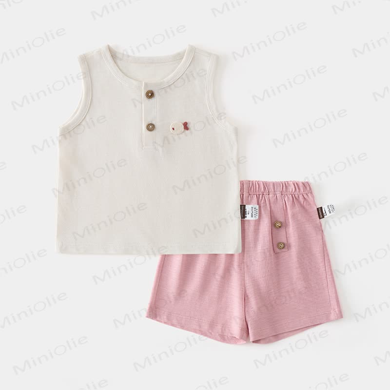 Baby Toddler Animal Applique Sleeveless Top and Shorts 2-piece Set - Pink - 3-4T - image 5