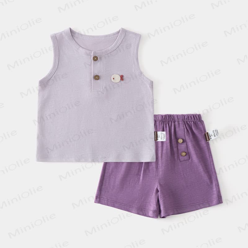 Baby Toddler Animal Applique Sleeveless Top and Shorts 2-piece Set - Purple - 3-4T - image 1