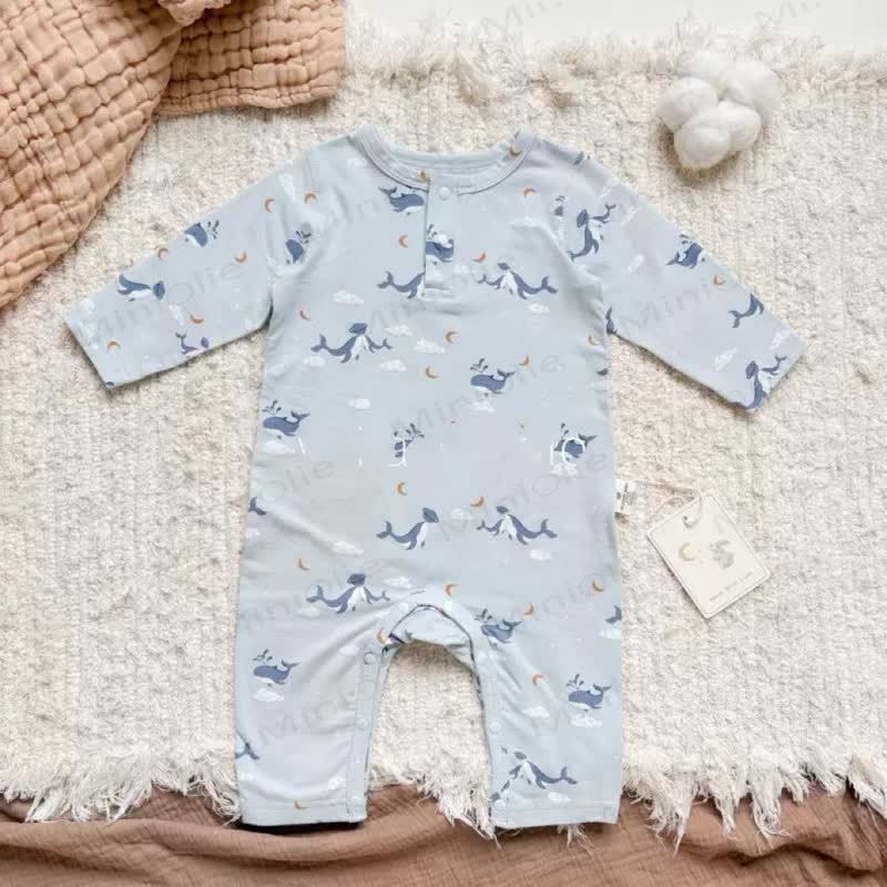Baby Animal Print Snap Front Romper - Blue - 18-24M - image 4