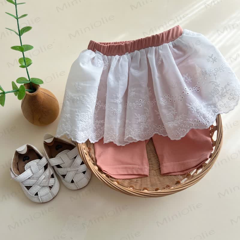 Baby Girls Lace Overlay Skirted Shorts - Purple - 3-4T - image 2