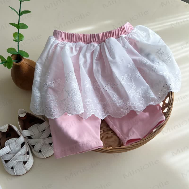 Baby Girls Lace Overlay Skirted Shorts - Pink - 3-4T - image 3