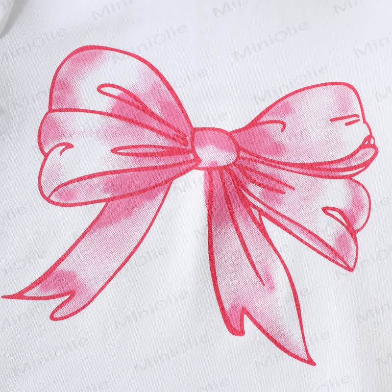 Baby Toddler Girl White&Pink Bow Tee and Denim Shorts 2-piece Set - image 4