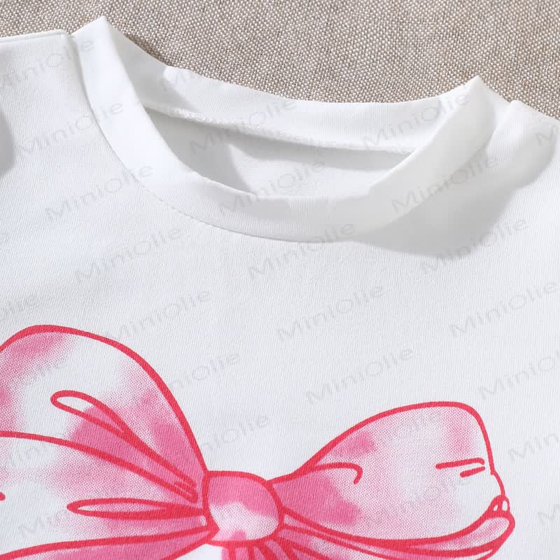 Baby Toddler Girl White&Pink Bow Tee and Denim Shorts 2-piece Set - image 3