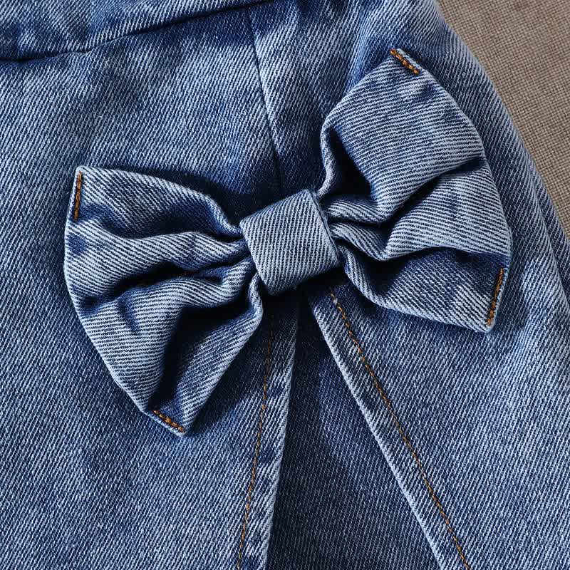 Baby Toddler Girl White&Pink Bow Tee and Denim Shorts 2-piece Set - image 7