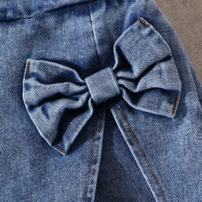 Baby Toddler Girl White&Pink Bow Tee and Denim Shorts 2-piece Set - image 7