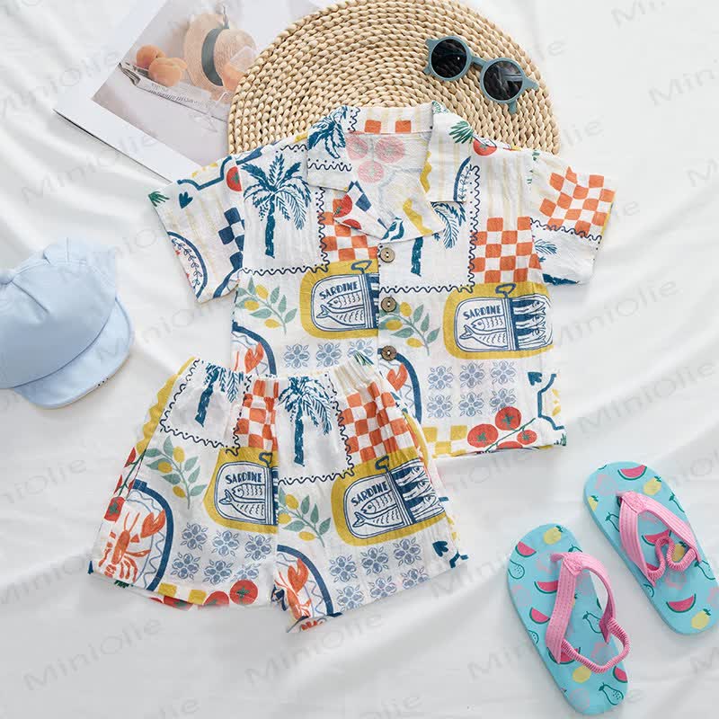Baby Toddler Food Print Shirt and Shorts 2-piece Set - image 2