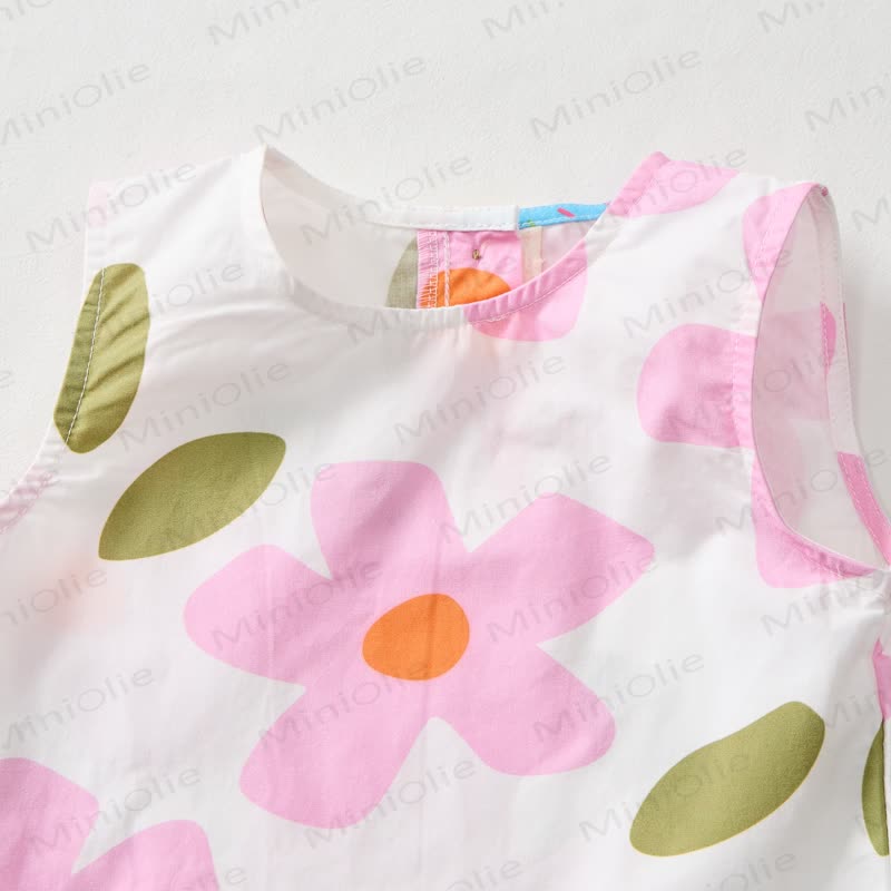 Baby Toddler Flower Pink Sleeveless Set - image 3