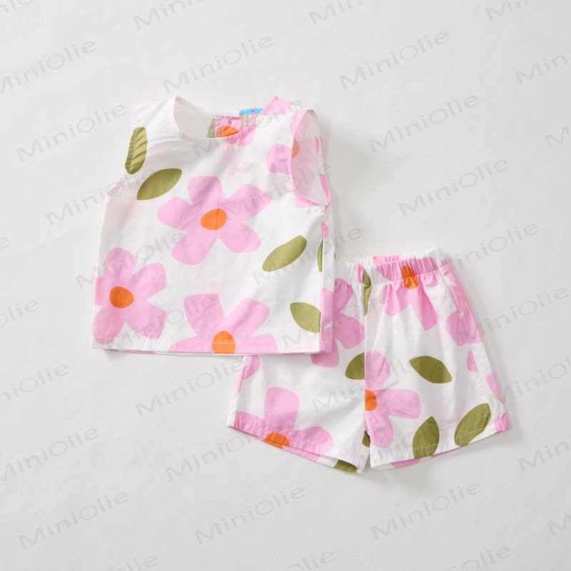 Baby Toddler Flower Pink Sleeveless Set - White - 3-4T - image 1