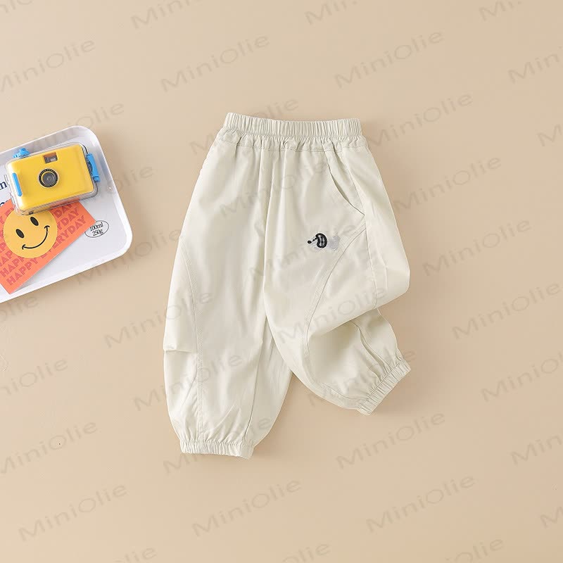 Toddler Boys Puppy Embroidered Cuffed Pants - Beige - 6-7T - image 2