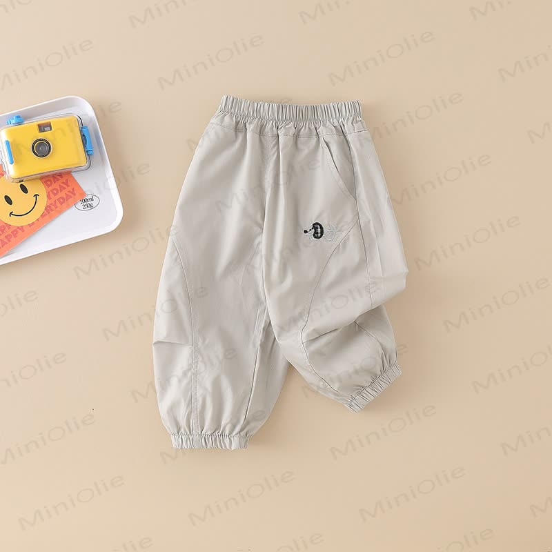 Toddler Boys Puppy Embroidered Cuffed Pants - Grey - 6-7T - image 3