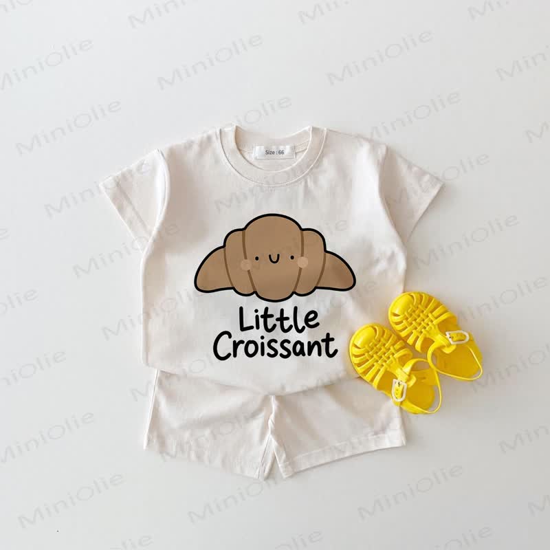 LITTLE CROISSANT Baby White Tee and Shorts 2-piece Set - White - 18-24M - image 1