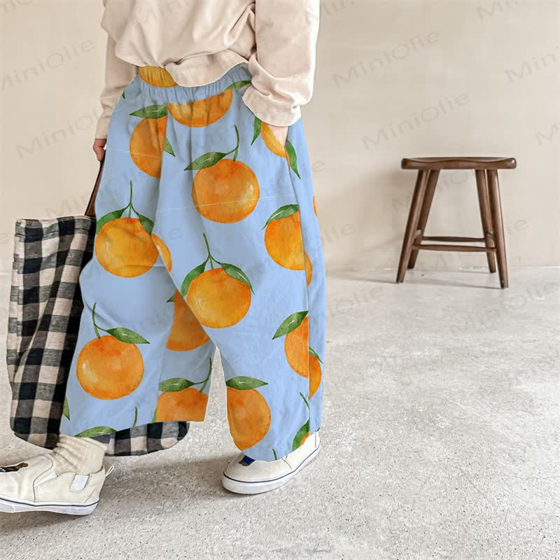 Baby Blue Orange Print Pants - Blue - 2-3T - image 1
