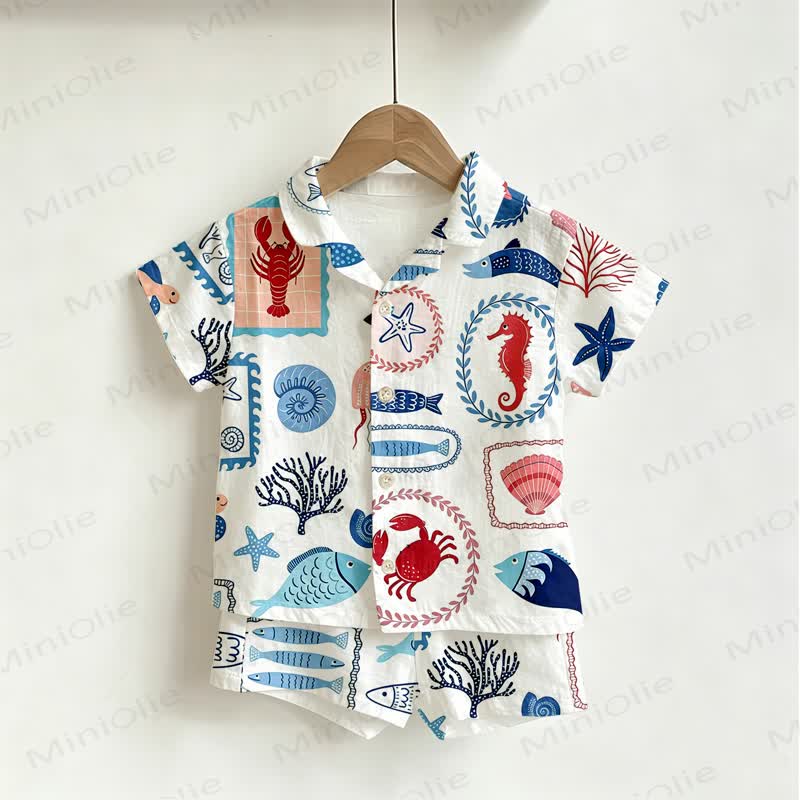 Toddler Boys Marine Shirt and Shorts 2-piece Set - White - 3-5T - image 1