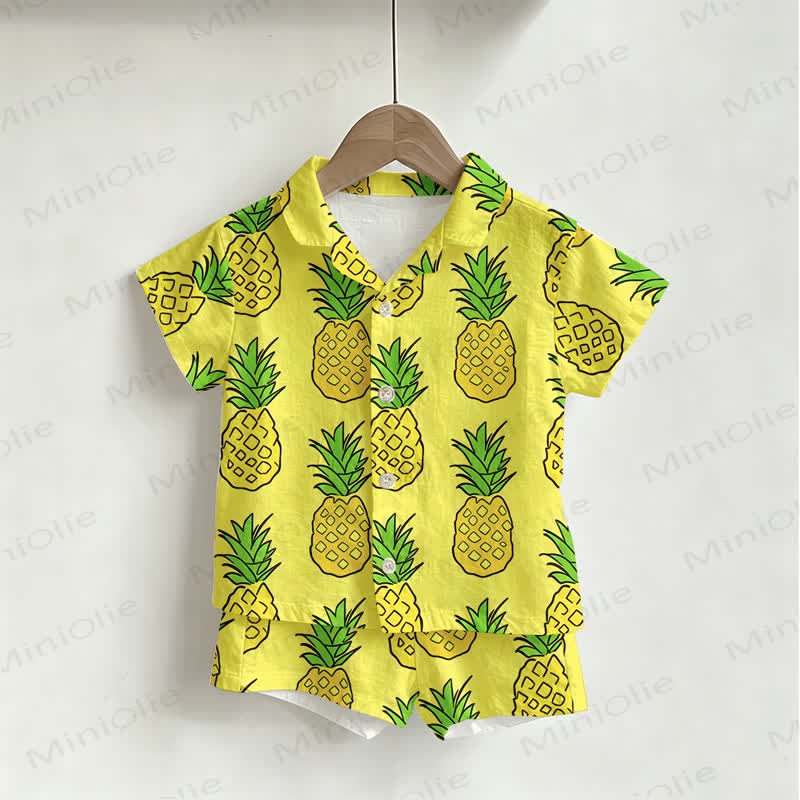Toddler Boys Pineapple Shirt and Shorts 2-piece Set - Yellow - 3-5T - image 1