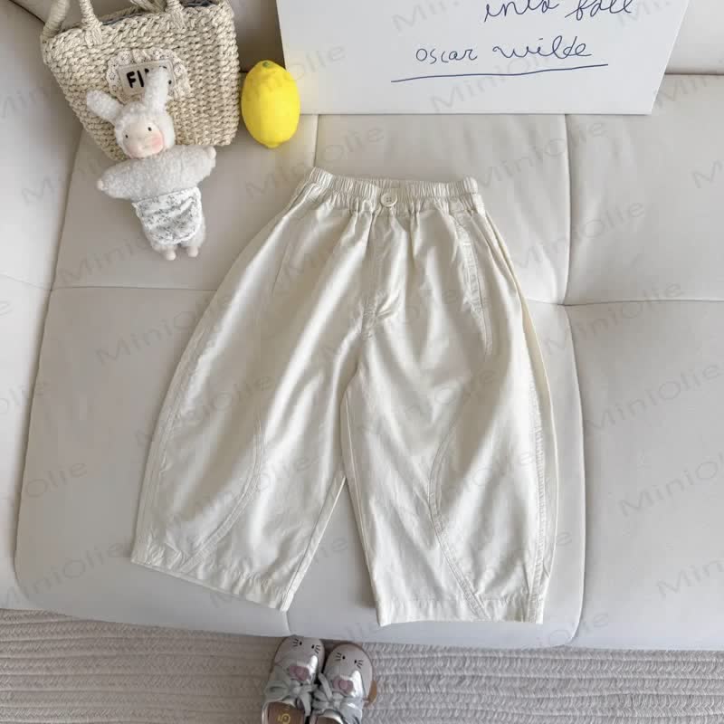 Toddler Girls Soft Cotton Solid Color Pants - Apricot - 8-9T - image 2