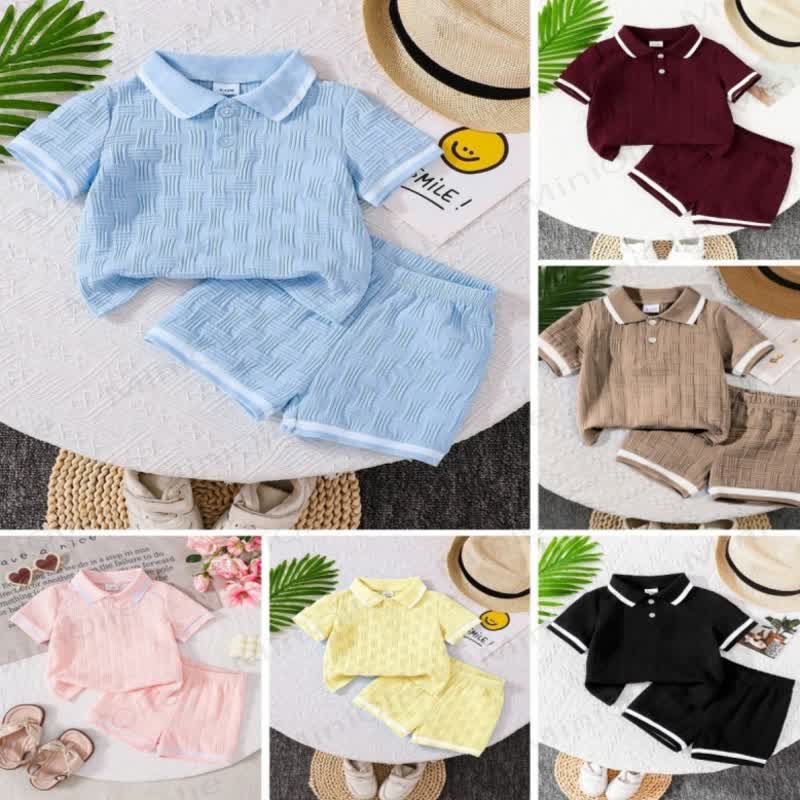 Toddler Baby Textured Polo Tee and Shorts 2-piece Set - image 1