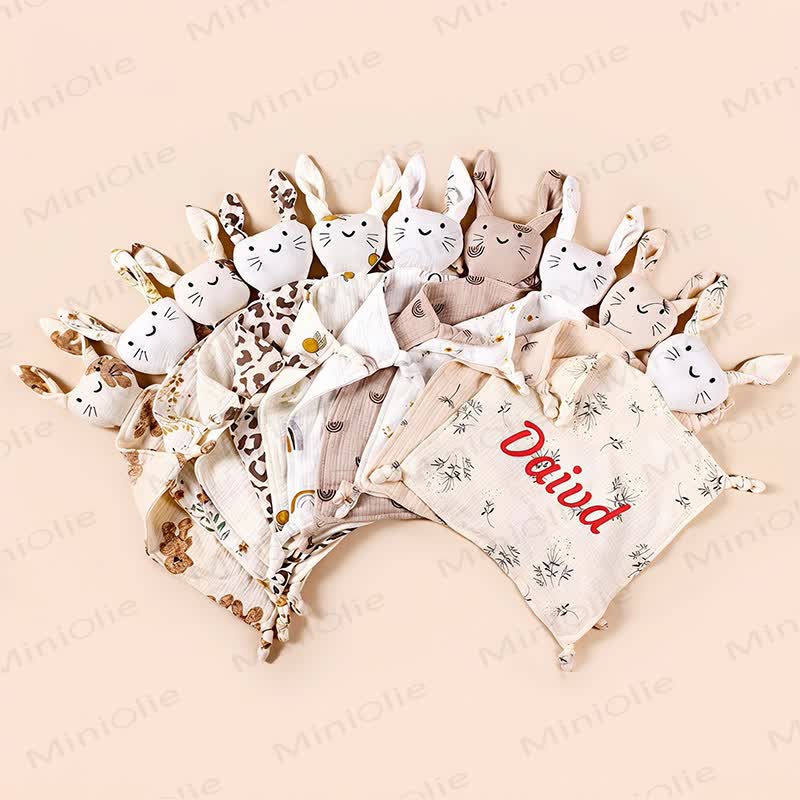 Personalized Baby Name Bunny Security Blanket - image 1