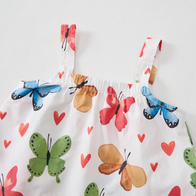 Baby Toddler White Butterfly Strap Top and Shorts 2-piece Set - image 2