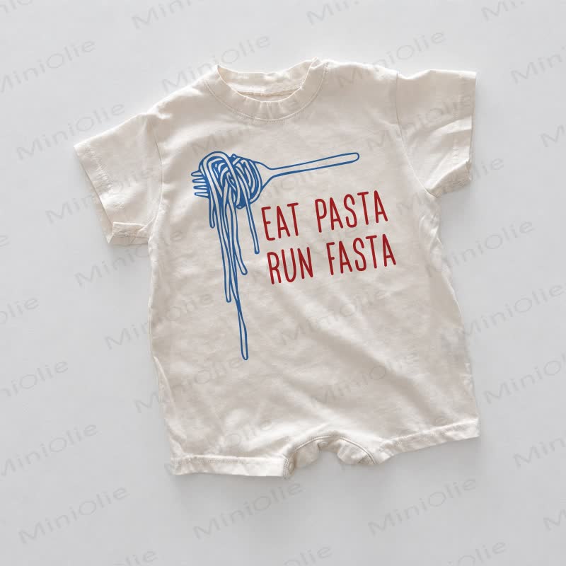 EAT PASTA RUN FASTA Baby White Romper - White - 18-24M - image 1