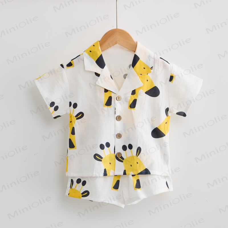 Baby Toddler White Giraffe Shirt and Shorts 2-piece Set - image 2