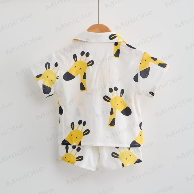 Baby Toddler White Giraffe Shirt and Shorts 2-piece Set - image 3