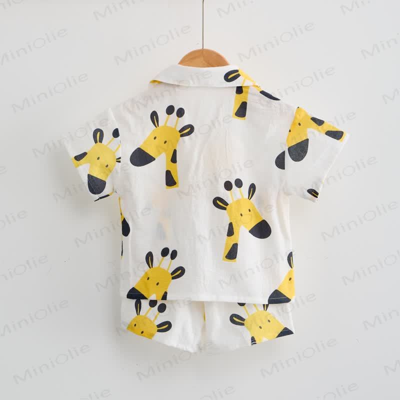 Baby Toddler White Giraffe Shirt and Shorts 2-piece Set - image 3