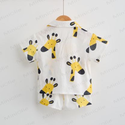 Baby Toddler White Giraffe Shirt and Shorts 2-piece Set - image 3