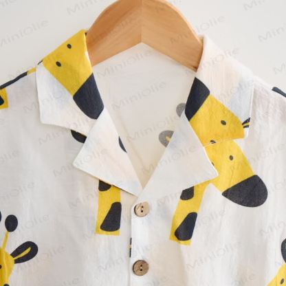 Baby Toddler White Giraffe Shirt and Shorts 2-piece Set - image 4