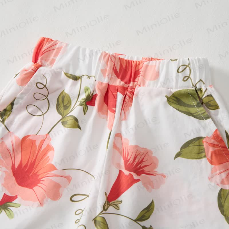 Baby Toddler White Morning Glory Print Strap Top and Shorts 2-piece Set - image 5
