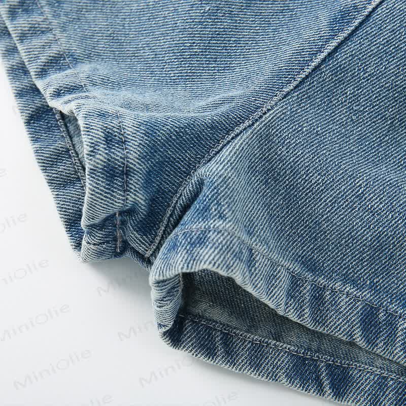 Toddler Girls Light Blue Strawberry Embroidered Denim Shorts - image 4