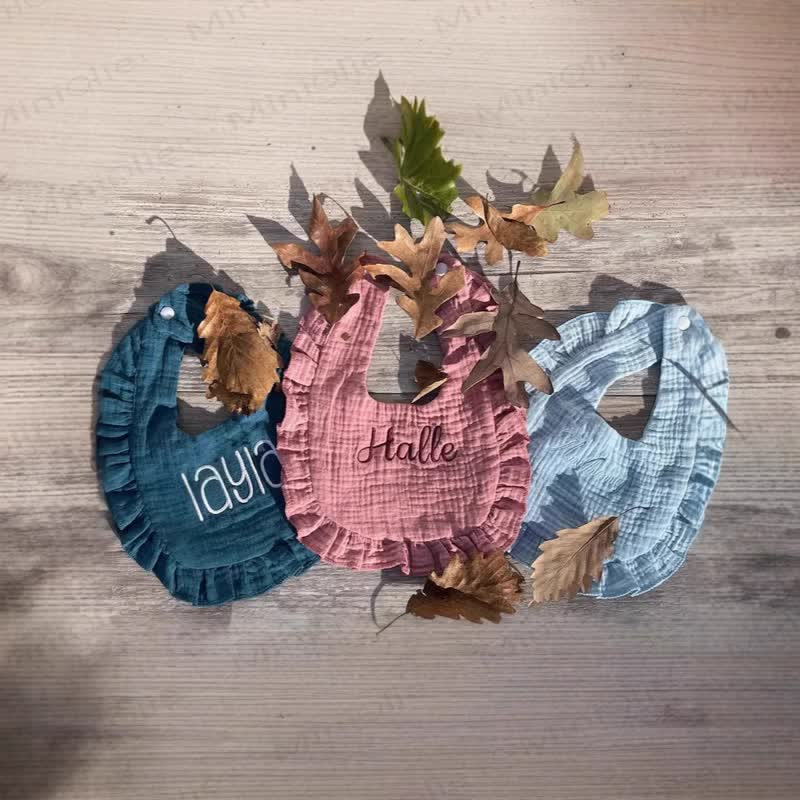 Personalized Baby Name Ruffled Bib - image 2