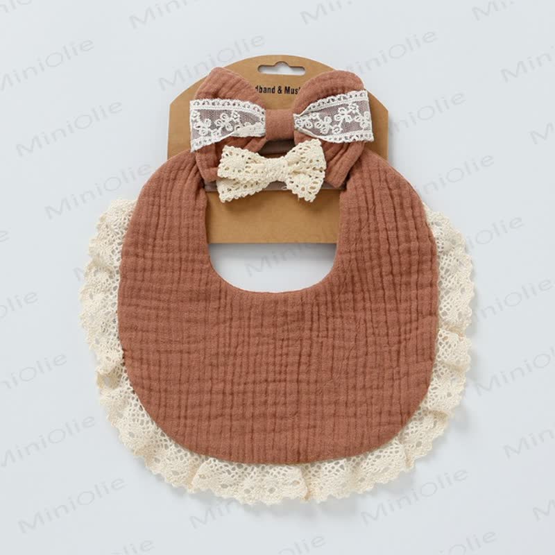 Personalized Baby Name Lace Bib and Headband 3pcs Set - Red - 25cm - image 8