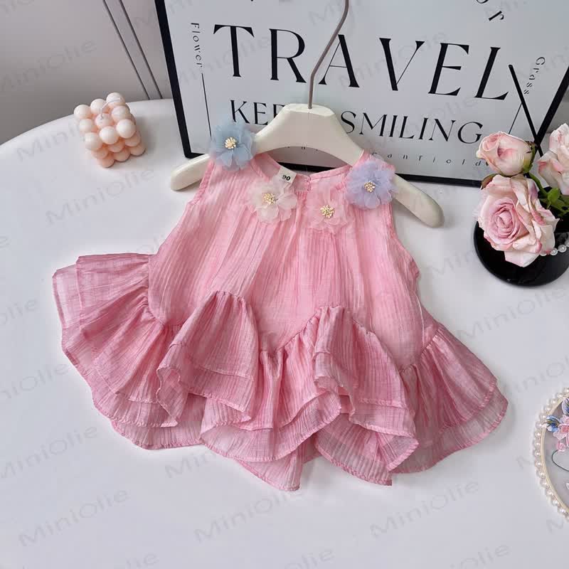 Toddler Girl Pink Floral Peplum Top and Pants 2-piece Set - image 3
