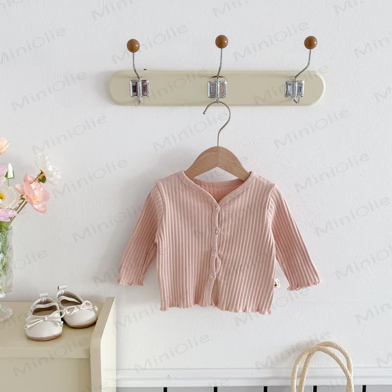 Baby Toddler Girl Solid Color Button Front Cardigan - Pink - 3-4T - image 5