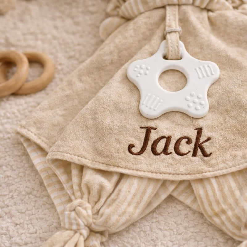Personalized Baby Name Animal Security Blanket with Teether - image 2